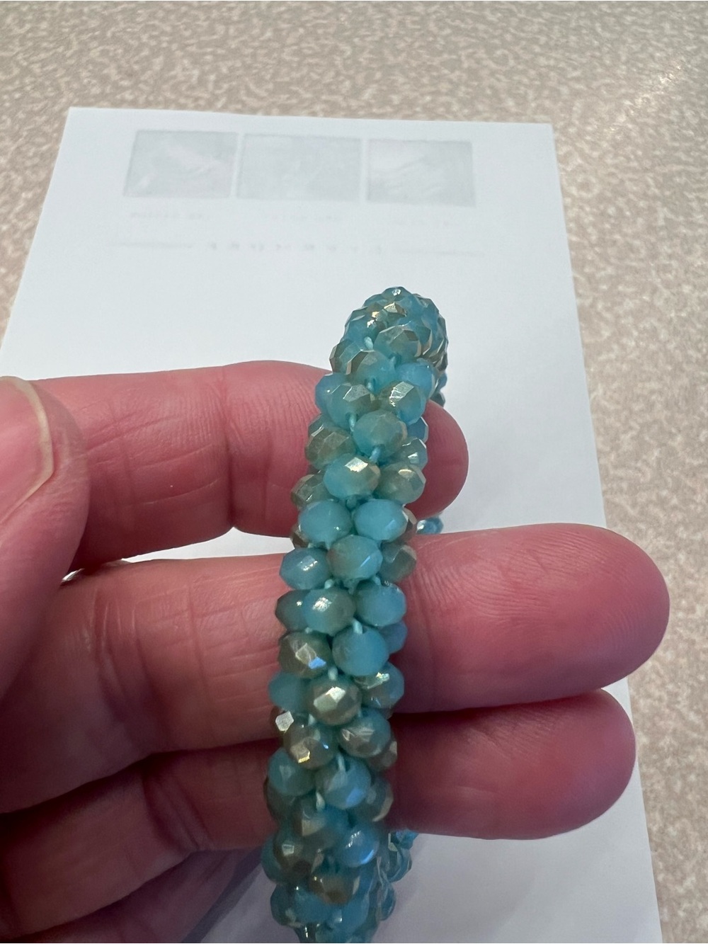 Turquoise   Glass Beaded Stretch Bracelet - Women Jewelry